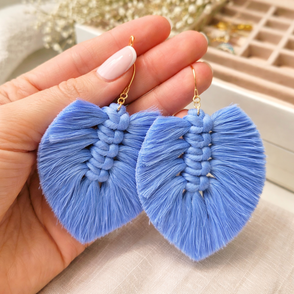 Maxi macrame leaf earrings