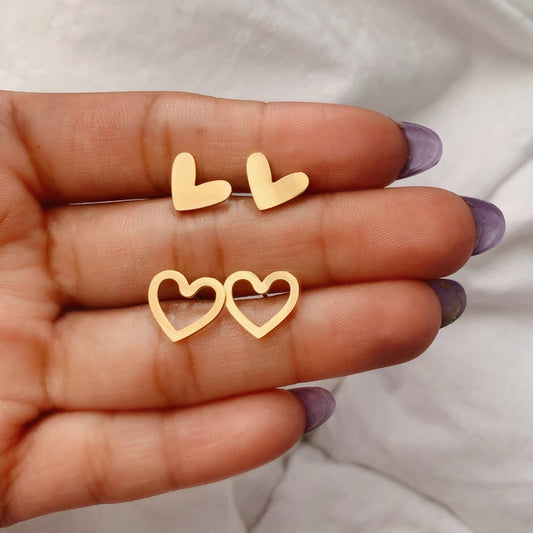 24k gold heart earrings set
