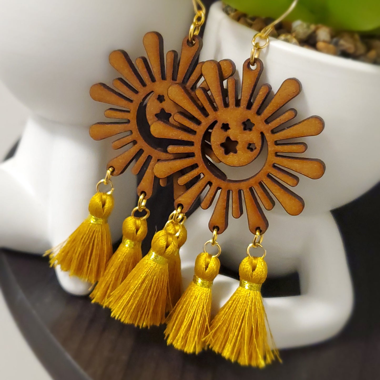 Laser cut wood earrings "Mystyka"