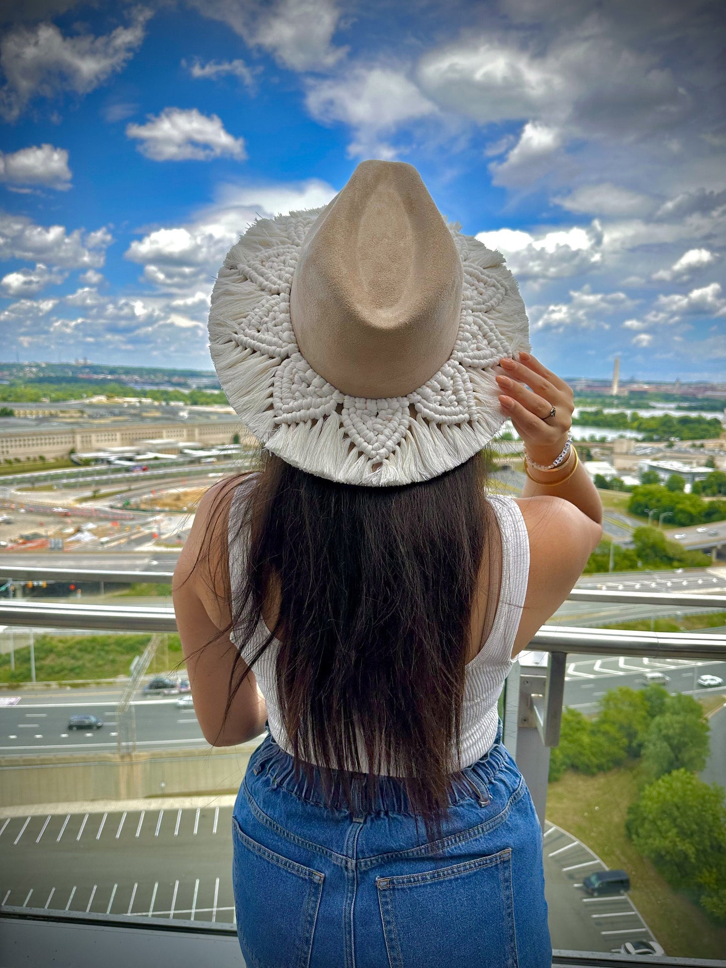 Macrame band suede fedora